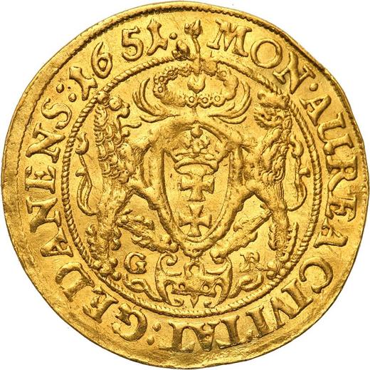 Reverso Ducado 1651 GR "Gdańsk" - valor de la moneda de oro - Polonia, Juan II Casimiro