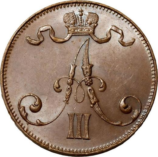 Аверс монеты - 5 пенни 1888 года - цена  монеты - Финляндия, Великое княжество