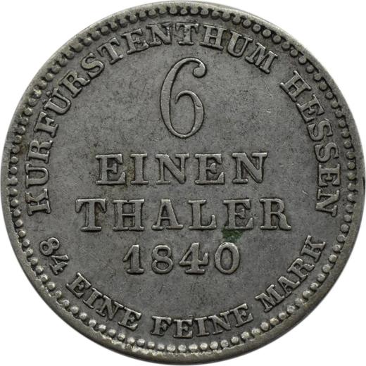Reverso 1/6 tálero 1840 - valor de la moneda de plata - Hesse-Cassel, Guillermo II