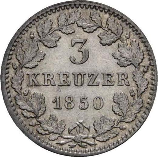 Реверс монеты - 3 крейцера 1850 года - цена серебряной монеты - Бавария, Максимилиан II