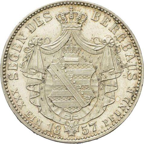 Rewers monety - Talar 1857 F "Górniczy" - cena srebrnej monety - Saksonia-Albertyna, Jan