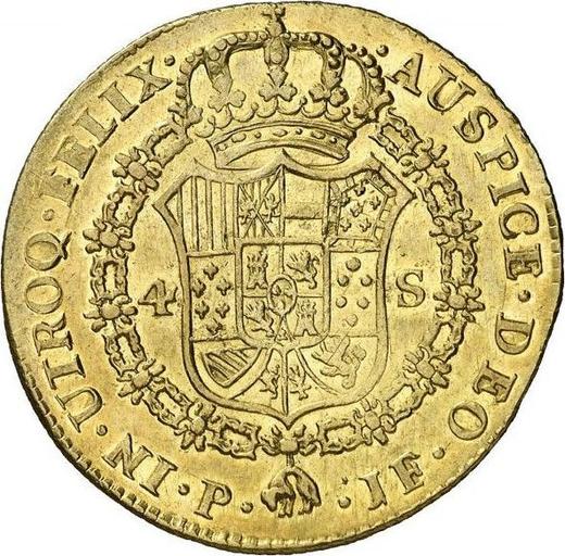 Revers 4 Escudos 1797 P JF - Goldmünze Wert - Kolumbien, Karl IV