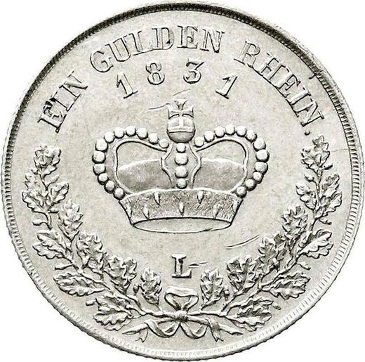 Реверс монеты - 1 гульден 1831 года L - цена серебряной монеты - Саксен-Мейнинген, Бернгард II