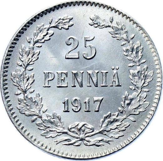 Реверс монеты - 25 пенни 1917 года S Орёл без корон - цена серебряной монеты - Финляндия, Великое княжество