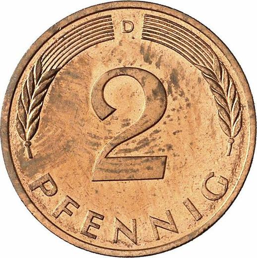 Аверс монеты - 2 пфеннига 1991 года D - цена  монеты - Германия, ФРГ