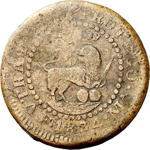 Реверс монеты - 2 куарто 1834 года MA F - цена  монеты - Филиппины, Фердинанд VII