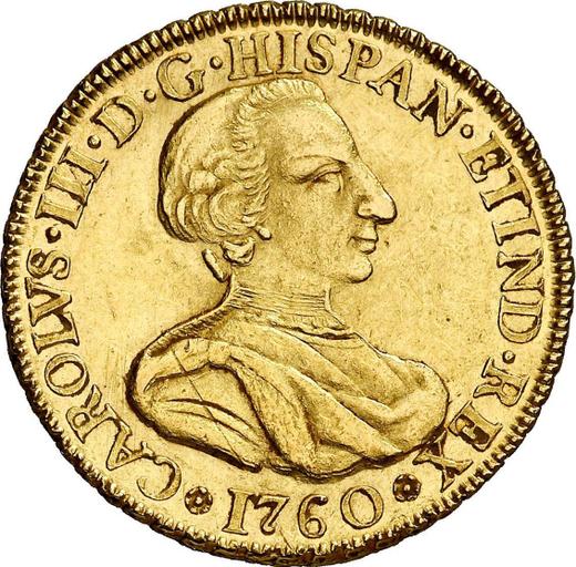 Аверс монеты - 4 эскудо 1760 года Mo MM - цена золотой монеты - Мексика, Карл III