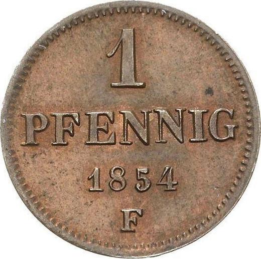 Реверс монеты - 1 пфенниг 1854 года F - цена  монеты - Саксония-Альбертина, Фридрих Август II