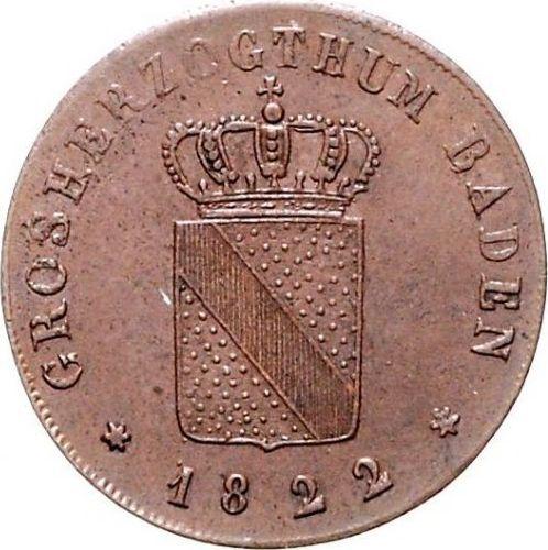Anverso 1 Kreuzer 1822 - valor de la moneda  - Baden, Luis I