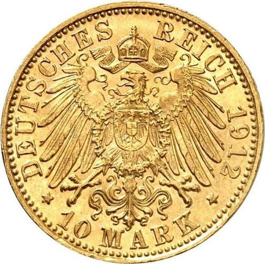 Reverso 10 marcos 1912 D "Bavaria" - valor de la moneda de oro - Alemania, Imperio alemán