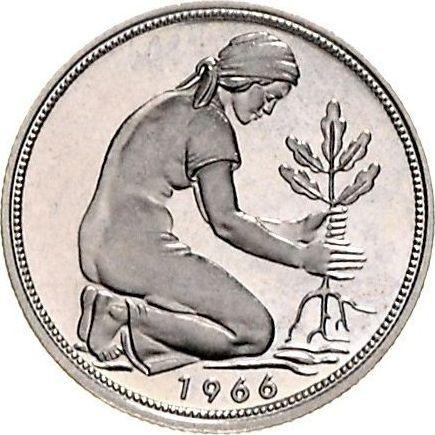 Реверс монеты - 50 пфеннигов 1966 года J - цена  монеты - Германия, ФРГ