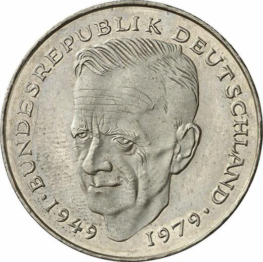 Аверс монеты - 2 марки 1989 года J "Курт Шумахер" - цена  монеты - Германия, ФРГ