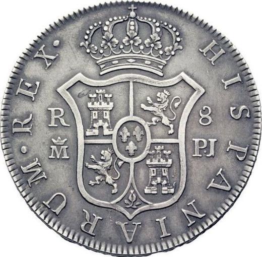 Реверс монеты - 8 реалов 1772 года M PJ - цена серебряной монеты - Испания, Карл III