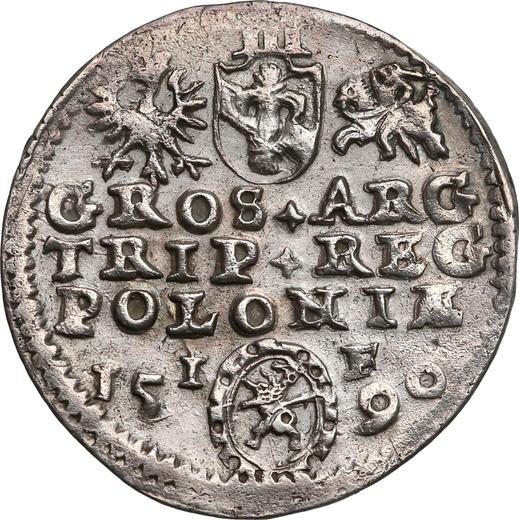 Rewers monety - Trojak 1590 IF "Mennica olkuska" - cena srebrnej monety - Polska, Zygmunt III