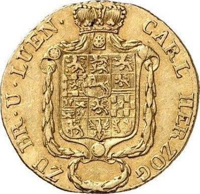 Аверс монеты - 2 1/2 талера 1828 года CvC - цена золотой монеты - Брауншвейг-Вольфенбюттель, Карл II