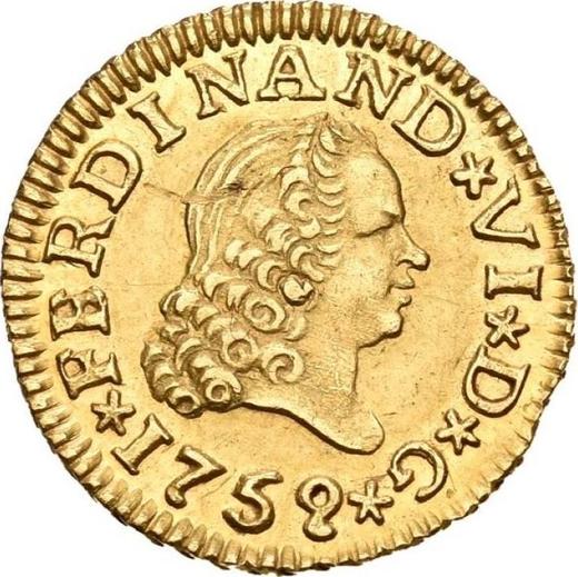 Awers monety - 1/2 escudo 1759 S JV - cena złotej monety - Hiszpania, Ferdynand VI