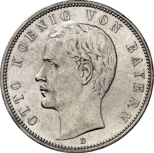 Аверс монеты - 5 марок 1906 года D "Бавария" - цена серебряной монеты - Германия, Германская Империя