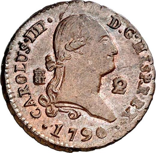 Аверс монеты - 2 мараведи 1790 года - цена  монеты - Испания, Карл IV