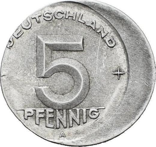 Anverso 5 Pfennige 1948-1950 Desplazamiento del sello - valor de la moneda  - Alemania, República Democrática Alemana (RDA)