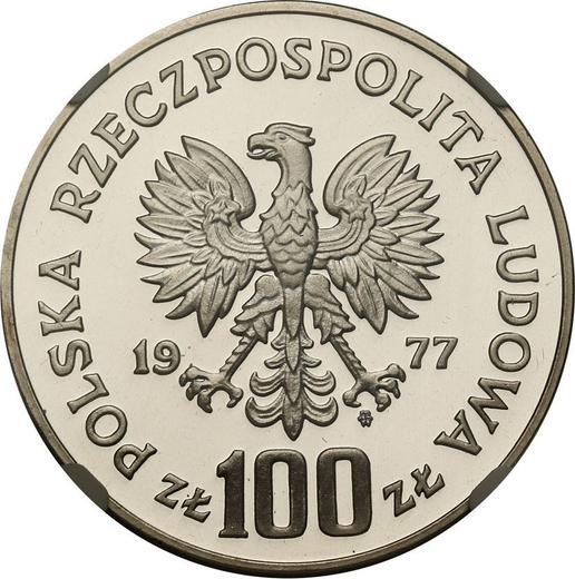 Аверс монеты - 100 злотых 1977 года MW "Королевский замок на Вавеле" Серебро - цена серебряной монеты - Польша, Народная Республика