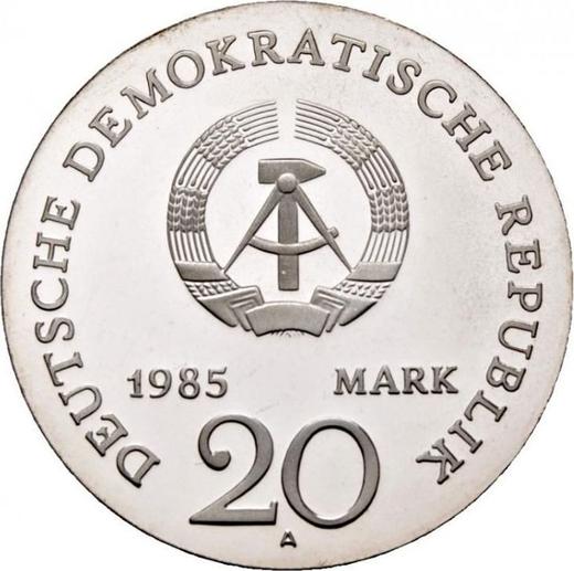 Rewers monety - 20 marek 1985 A "Ernst Moritz Arndt" - cena srebrnej monety - Niemcy, NRD
