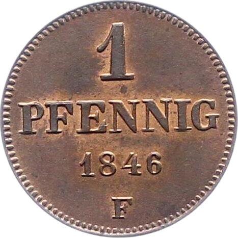 Реверс монеты - 1 пфенниг 1846 года F - цена  монеты - Саксония-Альбертина, Фридрих Август II