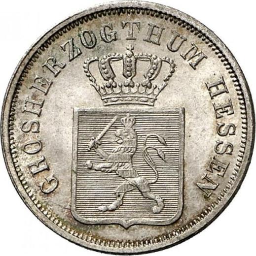 Аверс монеты - 6 крейцеров 1853 года - цена серебряной монеты - Гессен-Дармштадт, Людвиг III