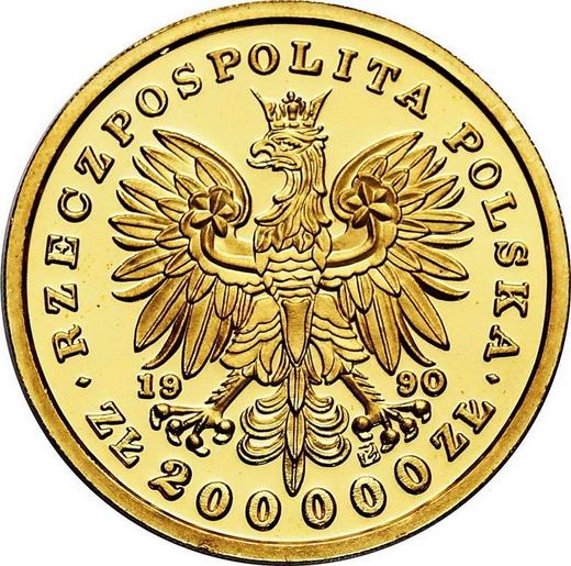 Anverso 200000 eslotis 1990 "Bicentenario de la muerte de Tadeusz Kościuszko" - valor de la moneda de oro - Polonia, República moderna