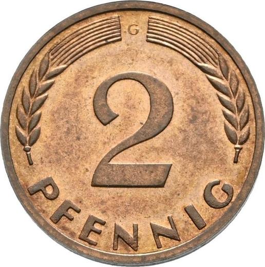 Аверс монеты - 2 пфеннига 1967 года G "Тип 1967-2001" - цена  монеты - Германия, ФРГ