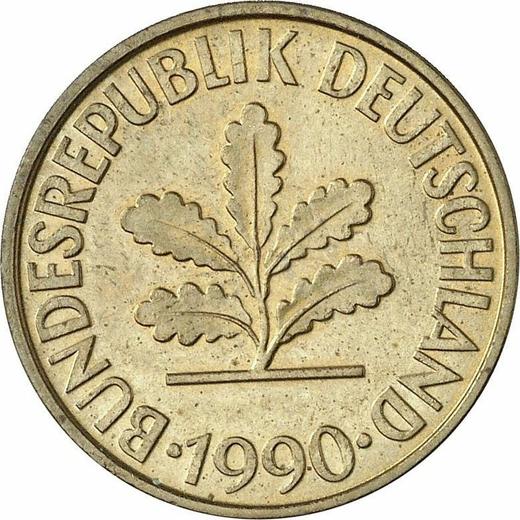 Реверс монеты - 10 пфеннигов 1990 года A - цена  монеты - Германия, ФРГ