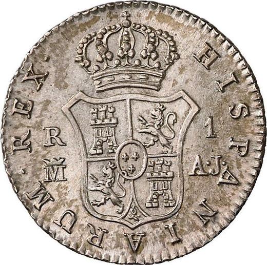 Реверс монеты - 1 реал 1824 года M AJ - цена серебряной монеты - Испания, Фердинанд VII