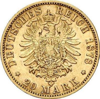 Реверс монеты - 20 марок 1878 года E "Саксония" - цена золотой монеты - Германия, Германская Империя
