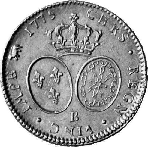Reverse Double Louis d'Or 1775 B Rouen - France, Louis XVI