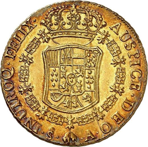 Реверс монеты - 8 эскудо 1770 года So A - цена золотой монеты - Чили, Карл III