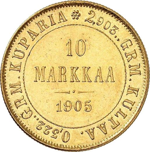 Rewers monety - 10 marek 1905 L - cena złotej monety - Finlandia, Wielkie Księstwo