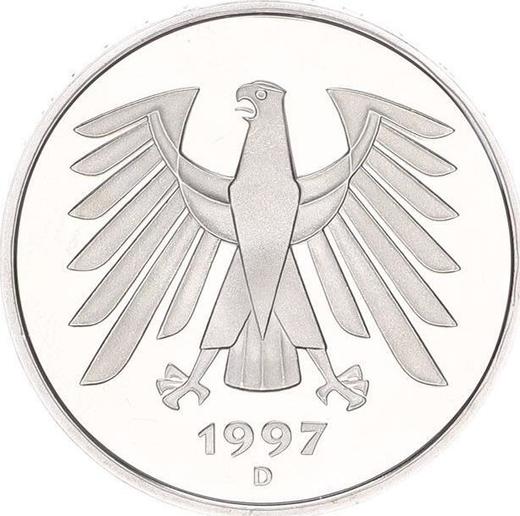 Reverso 5 marcos 1997 D - valor de la moneda  - Alemania, RFA