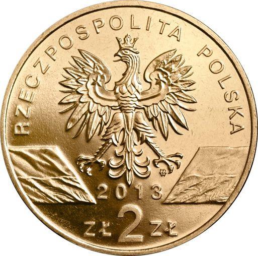 Anverso 2 eslotis 2013 MW "Bisonte europeo" - valor de la moneda  - Polonia, República moderna