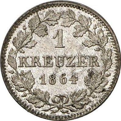 Реверс монеты - 1 крейцер 1864 года - цена серебряной монеты - Саксен-Мейнинген, Бернгард II
