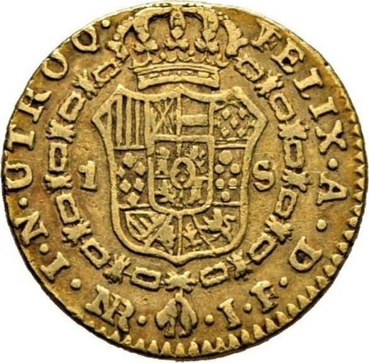 Reverso 1 escudo 1808 NR JF - valor de la moneda de oro - Colombia, Fernando VII