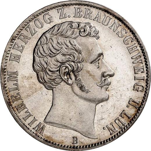 Аверс монеты - Талер 1858 года B - цена серебряной монеты - Брауншвейг-Вольфенбюттель, Вильгельм
