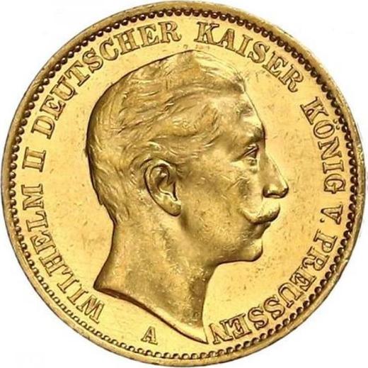 Аверс монеты - 20 марок 1911 года A "Пруссия" - цена золотой монеты - Германия, Германская Империя