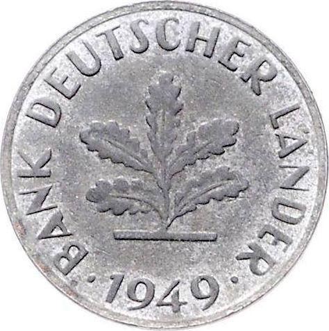 Реверс монеты - 10 пфеннигов 1949 года G "Bank deutscher Länder" Железо Железо - цена  монеты - Германия, ФРГ