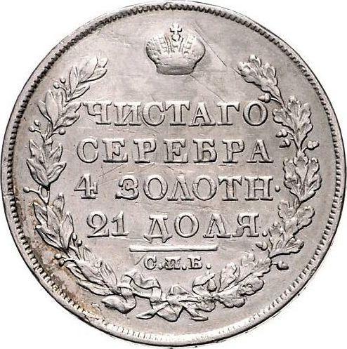 Reverso 1 rublo 1824 СПБ ПД "Águila con alas levantadas" - valor de la moneda de plata - Rusia, Alejandro I