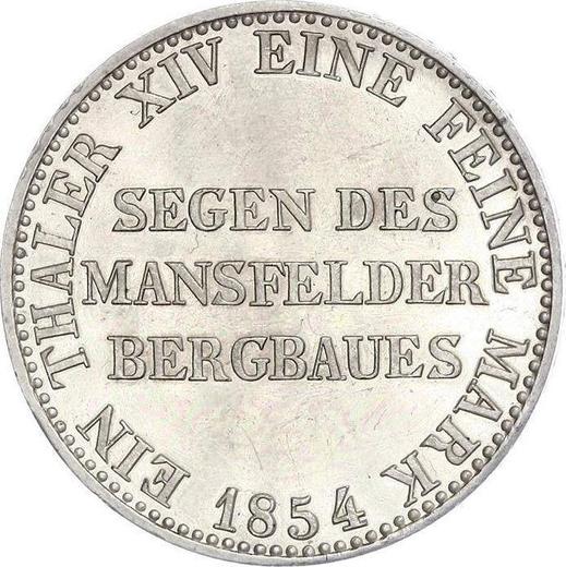 Reverso Tálero 1854 A "Minero" - valor de la moneda de plata - Prusia, Federico Guillermo IV