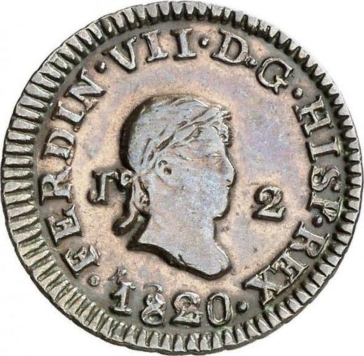 Anverso 2 maravedíes 1820 J "Tipo 1817-1821" - valor de la moneda  - España, Fernando VII
