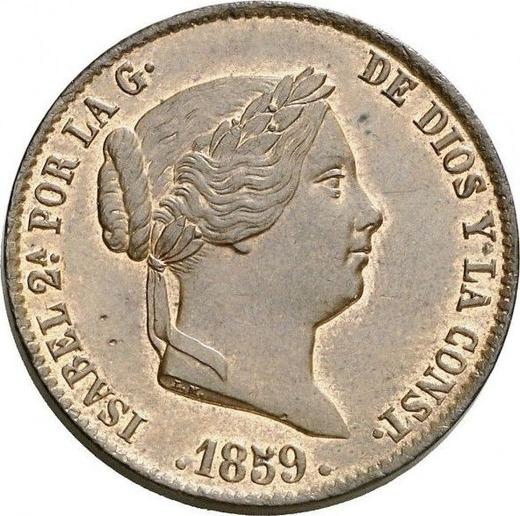 Anverso 25 Céntimos de real 1859 - valor de la moneda  - España, Isabel II