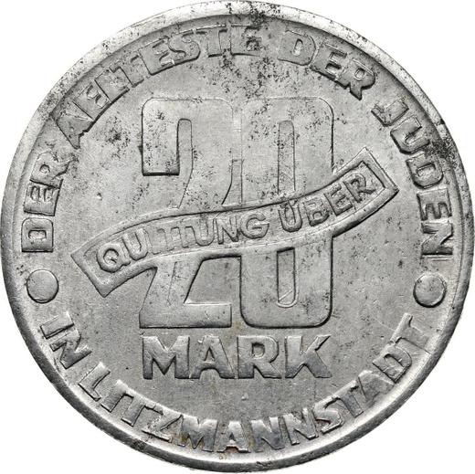 Rewers monety - 20 marek 1943 "Getto Łódź" - cena  monety - Polska, Niemiecka okupacja