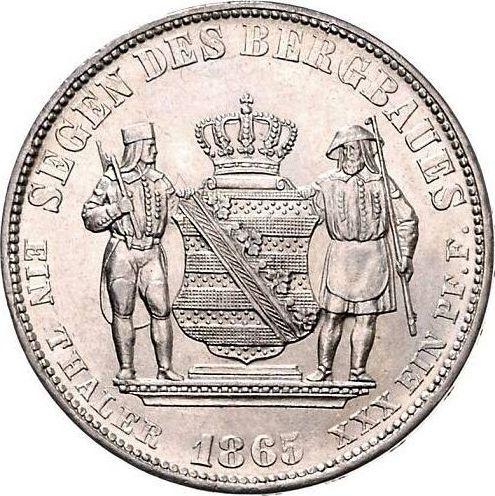 Rewers monety - Talar 1865 B "Górniczy" - cena srebrnej monety - Saksonia-Albertyna, Jan