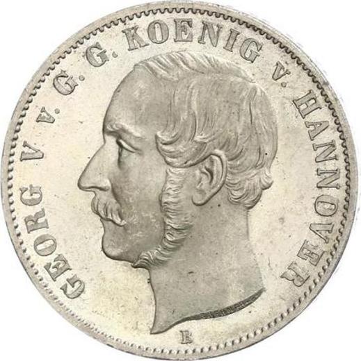 Аверс монеты - Талер 1856 года B - цена серебряной монеты - Ганновер, Георг V