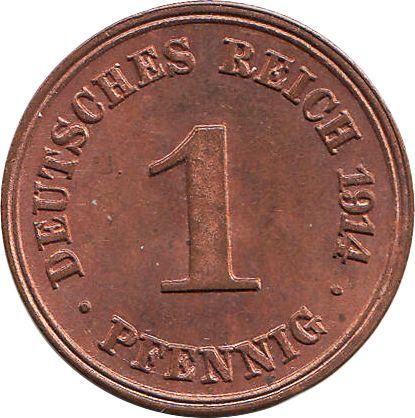 Anverso 1 Pfennig 1914 F "Tipo 1890-1916" - valor de la moneda  - Alemania, Imperio alemán
